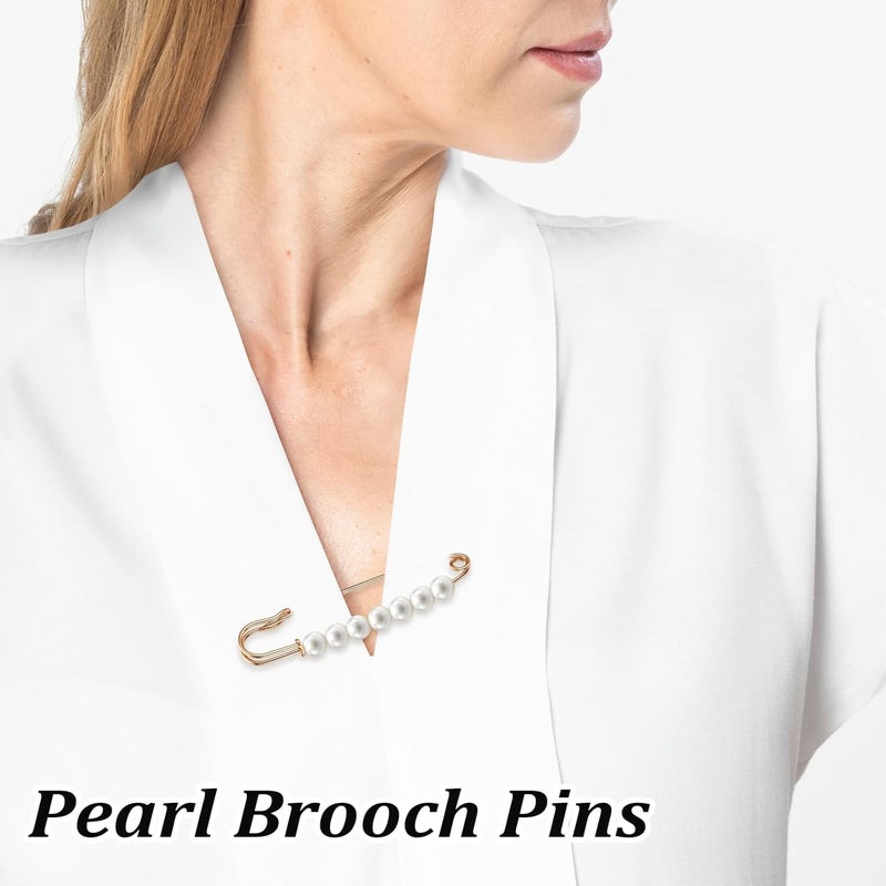 Ymapinc Gold Pearl Brooch Pins for Women, 4Pcs Large Safety Pins Decor for Clothing Hijab Sweater Shirt Skirts Dresses Pants Sleeves Hats Collars Scarves Bags Fashion Wedding - Image 3